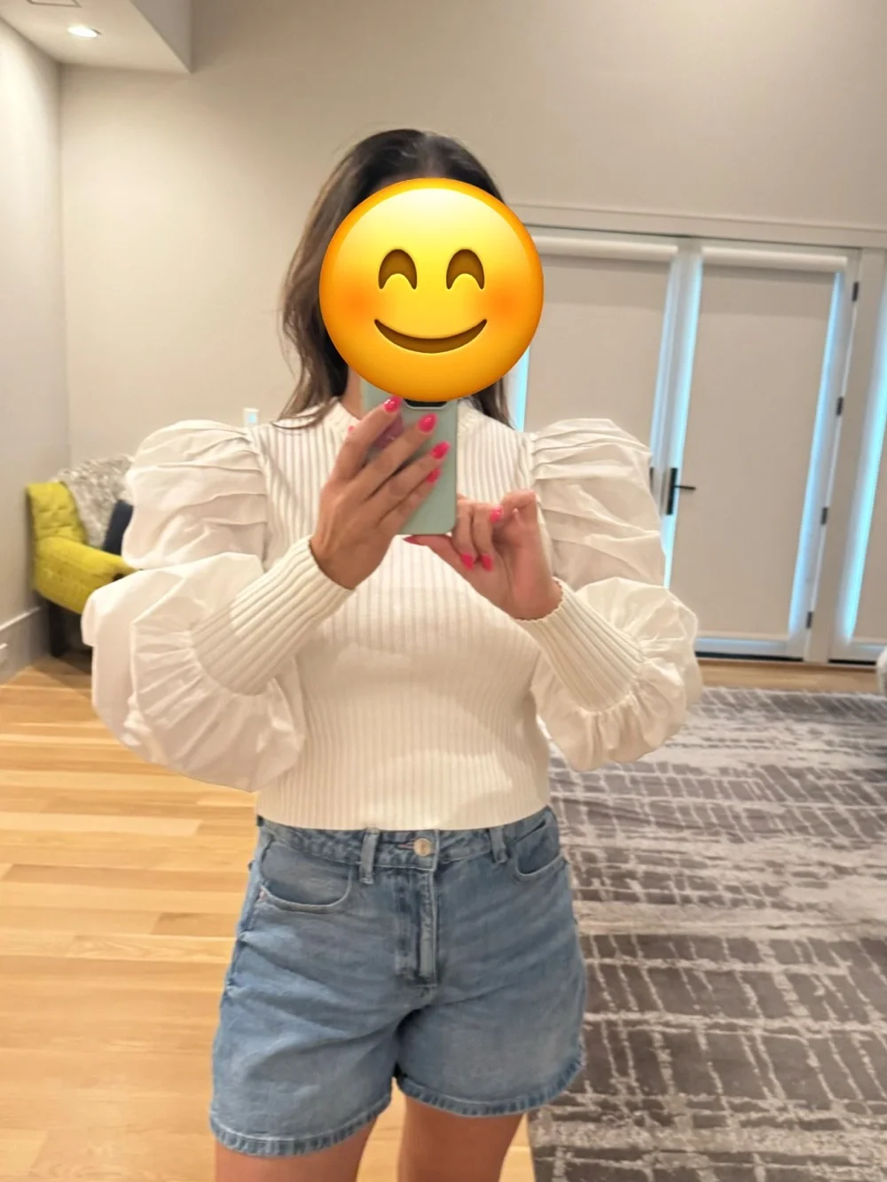 Zara white puff sleeve blouse-Med